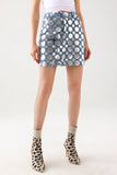 Soloma Polka Dot Denim Skirt