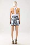 Soloma Polka Dot Denim Skirt