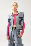 Tihila Cutout Denim Vest