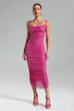 Uana Diamante Pleated Maxi Dress