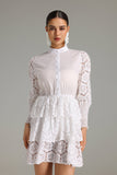 Uiala Long Sleeves Layered Lace Mini Dress