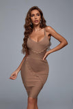 Usama Mini Bandage Dress - Nude - Bellabarnett