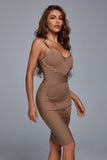 Usama Mini Bandage Dress - Nude - Bellabarnett