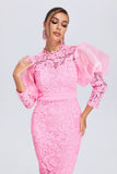 Vercia Puff Sleeve Lace Midi Dress