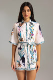 Wenie Printed Shirt Mini Dress