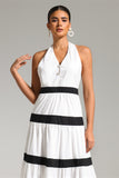 Xapana Halterneck Stripe Maxi Dress