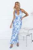 Affectionate Mood Satin Halter Maxi Dress Blue