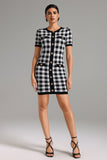 Yaloru Plaid Knitted Mini Dress