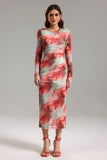 Zeno Printed Mesh Midi Dress