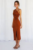 Block It Out Midi Dress Rust