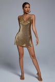 Naku Diamante Mini Dress - Gold