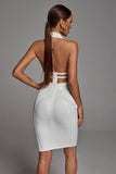 Griselda Halter White Cocktail Dress