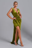 Saffron Velvet Maxi Dress - Green