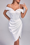 Yasmin Satin Corset Mini Dress - White - Bellabarnett