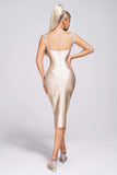 Cherye Metallic Midi Bandage Dress