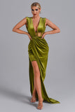 Saffron Velvet Maxi Dress - Green