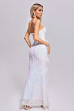 Jherika Slit Feather Sequin Maxi Dress