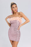 Tess Feather Sequin Tube Dress