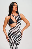 Tearnie Zebra Printed Mesh Beach Cover