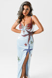 Gilda Satin Diamonate Slit Maxi Dress