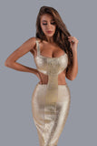 Kit Metallic Midi Bandage Dress - Gold - Bellabarnett