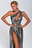 Alicia One Shoulder Metallic Maxi Dress