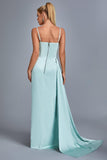 Vacab Diamante Satin Slit Maxi Dress - Mint