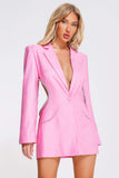 Bikala Rhinestone Backless Blazer Dress - Pink - Bellabarnett