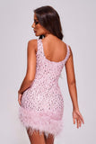 Lousia Sequin Feather Mini Dress