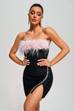 Laly Diamante Feather Mini Bandage Dress