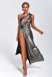 Alicia One Shoulder Metallic Maxi Dress