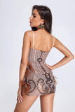 Chloie Feather Mini Dress - Brown