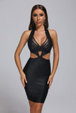 Black Metallic Mini Bandage Dress