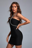 Rakia Halter Diamonate Mini Bandage Dress - Bellabarnett