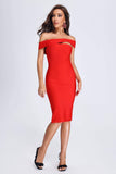 Jayleene Off Shoulder Midi Bandage Dress