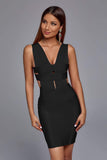 Laurel Deep V-neck Cocktail Dress - Black