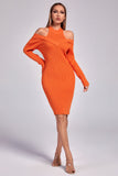 Izzy Long Sleeve Cutout Sweater Dress - Orange