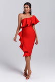 Figgo Midi Ruffled Bandage Dress