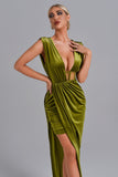 Saffron Velvet Maxi Dress - Green