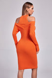 Izzy Long Sleeve Cutout Sweater Dress - Orange