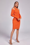 Izzy Long Sleeve Cutout Sweater Dress - Orange