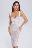 Sagako Halter Lace Midi Bandage Dress