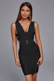 Laurel Deep V-neck Cocktail Dress - Black