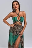 Vix Halter Leopard Maxi Dress