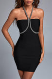 Rakia Halter Diamonate Mini Bandage Dress - Bellabarnett