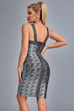 Rutia Metallic Mini Bandage Dress - Silver