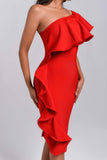 Figgo Midi Ruffled Bandage Dress