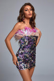 Totte Feather Sequin Mini Dress - Bellabarnett