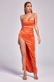 Laura Satin Slit Maxi Dress