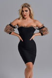 Chandler Off Shoulder Mesh Midi Bandage Dress